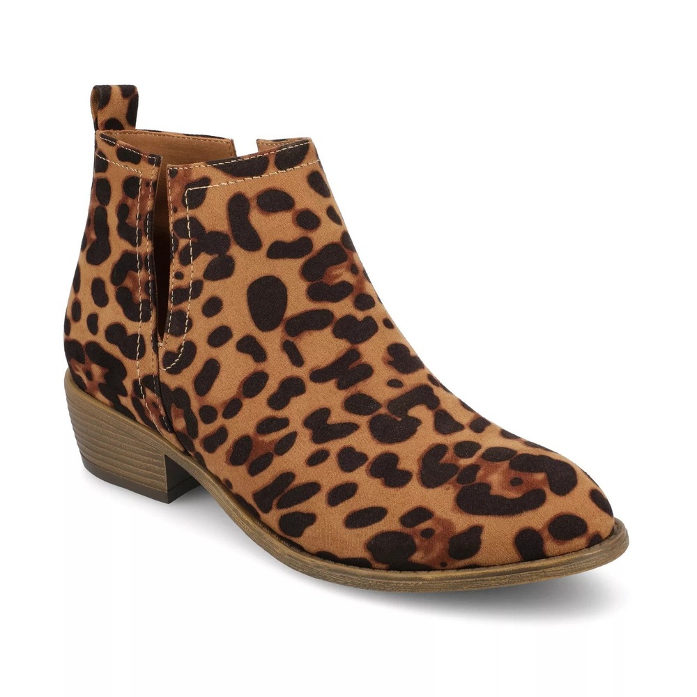 Journee Collection Rimi Women Leopard Print Booties Size 9W Ankle Boot